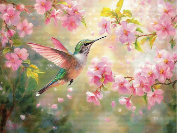 Hummingbirds Among Blossoms