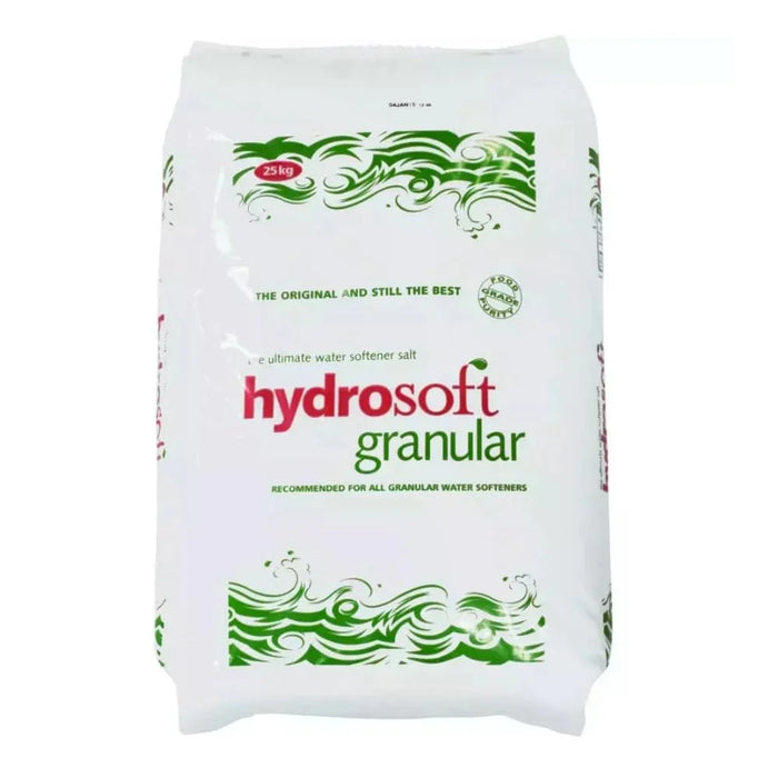 Hydrosoft granular salt 25kg sack for granular water softeners, sealed heavy-duty bag