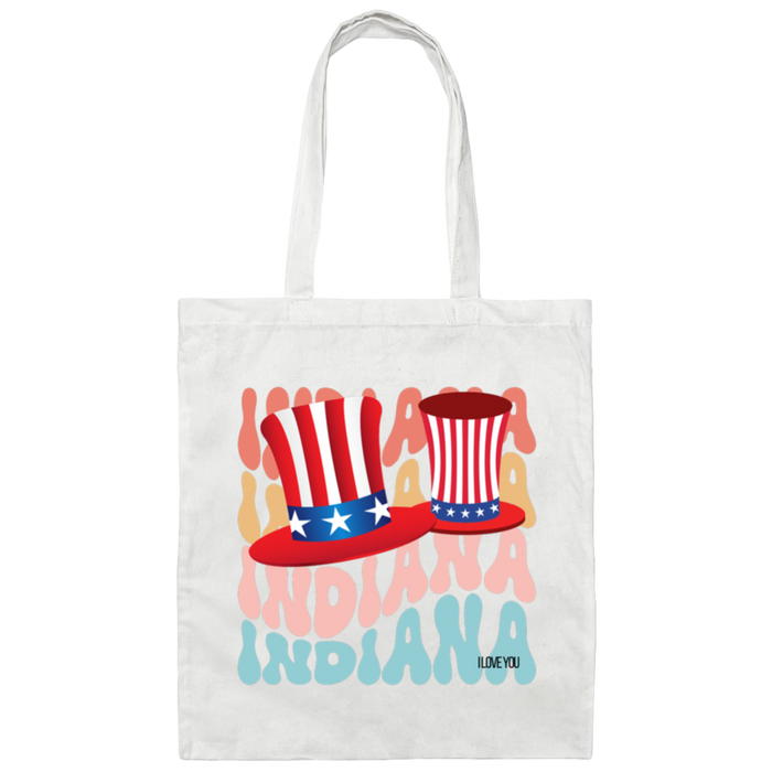 INDIANA STATE Lg. HAT W. FLAG COLOR-Cotton Canvas BAG