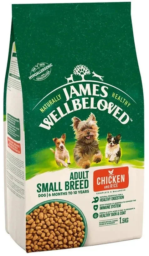 James Wellbeloved Adult Small Breed Chicken & Rice dry dog food, 1.5kg bag