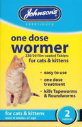 Johnson's One Dose Wormer for cats and kittens, packet of two film coated tablets