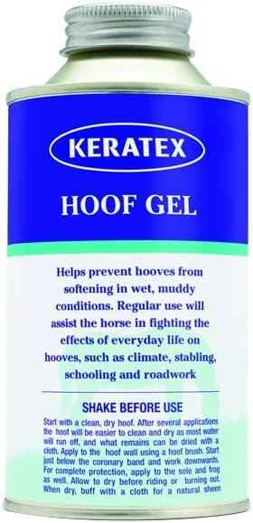 Keratex Hoof Gel in a tall 500ml bottle, blue and white label