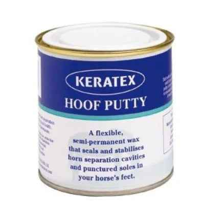 Keratex Hoof Putty in its 200g tin with the lid removed showing the wax