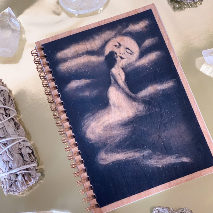 Kiss the Moon Wood Notebook