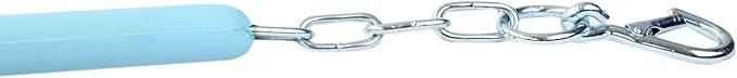 KM Elite premium stall chain in pale blue, 130cm covered cord with a metal clip at each end