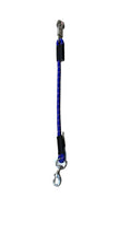 KM Elite bungee tie in royal blue, 23 inch elastic trailer tie with a panic snap at one end and a trigger clip at the other