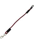 KM Elite bungee tie in burgundy, 23 inch elastic tie with quick-release panic snap and trigger clip fittings