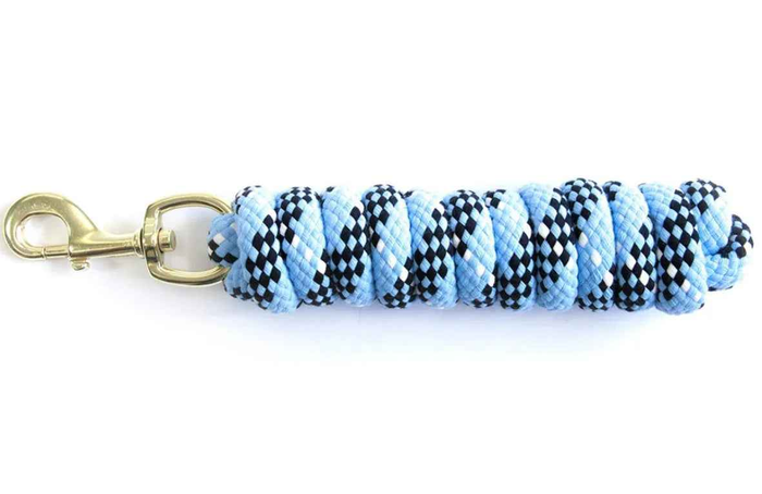 KM Elite 7ft double braided round cotton lead rope in pastel blue