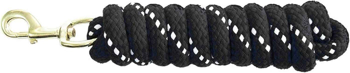 KM Elite 7ft double braided cotton lead rope in a two-tone black and white braid