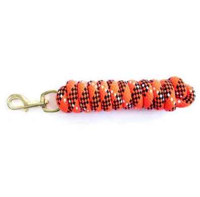 KM Elite 7ft double braided round cotton lead rope in orange