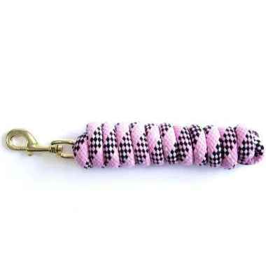 KM Elite 7ft double braided round cotton lead rope in pale pink