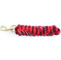 KM Elite 7ft double braided round cotton lead rope in red, with brass plated swivel clip