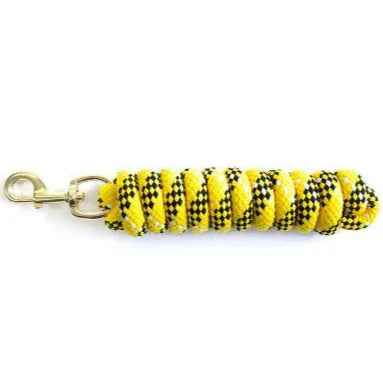 KM Elite 7ft double braided round cotton lead rope in yellow