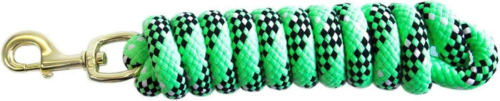 KM Elite double braided cotton lead rope in a three-colour black, white and green braid