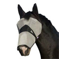 Cashel Crusader long fly mask in a small size, grey mesh with black trim, ear cap and full nose coverage