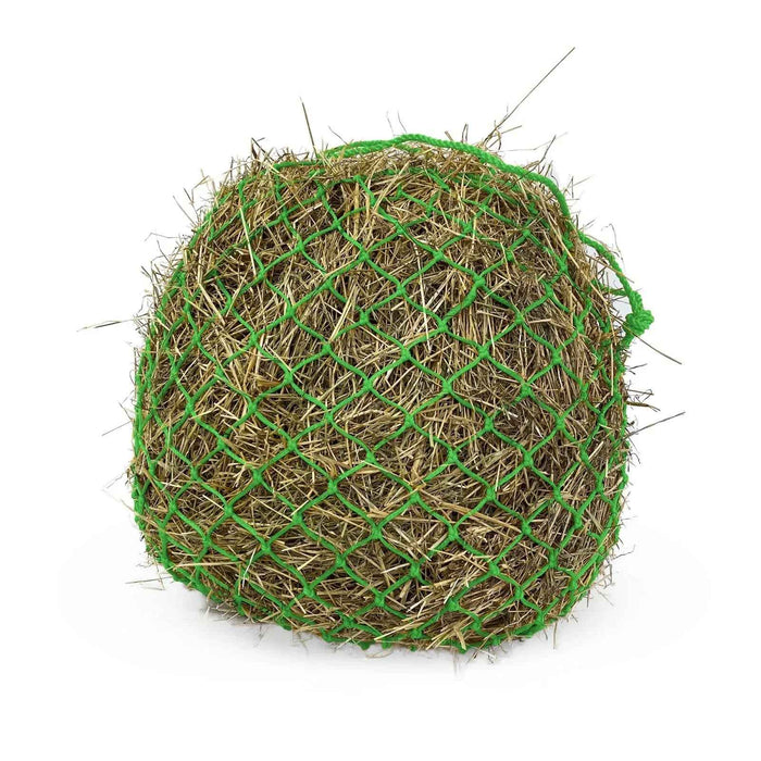KM Elite Deluxe haynet in bright green, 40 inch net with 2 inch holes and a drawcord top