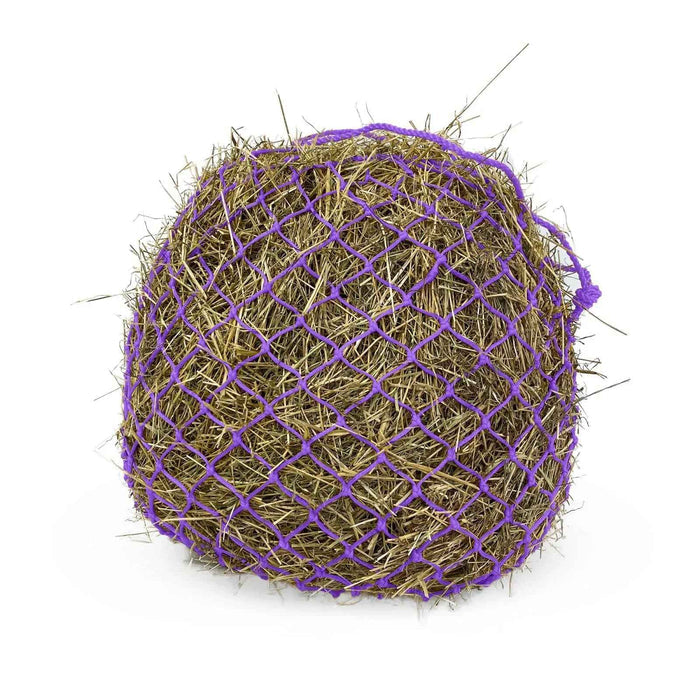 KM Elite travel haynet in purple, compact 23 inch net with 1.5 inch holes for horsebox and trailer use