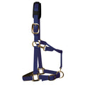 KM Elite padded headcollar in navy blue, XL XFull size, with padded noseband and brass-colour clips