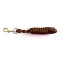KM Elite poly lead rope in brown, 6ft, with brass snap clip and braided poly rope