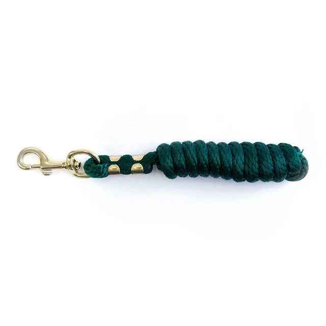 KM Elite poly lead rope in hunter green, 6ft, with brass snap clip