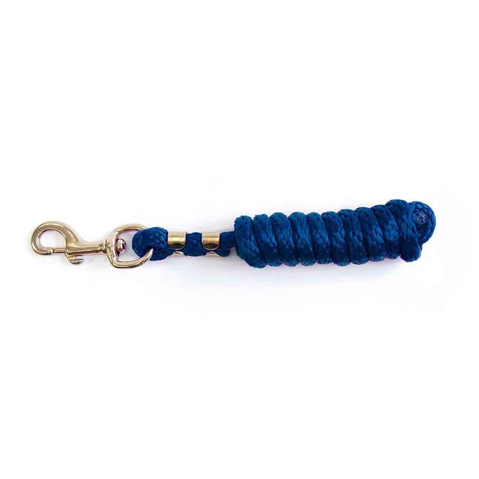 KM Elite poly lead rope in navy blue, 6ft, with an extra-large brass snap clip