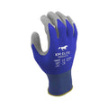 KM Elite multi-purpose equestrian glove in blue with a nitrile-coated palm, size 6