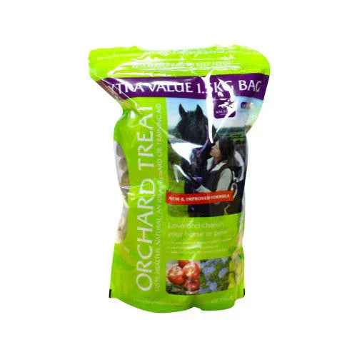 KM Elite Orchard Treats 1.5kg resealable pouch of apple-flavoured horse treat nuggets