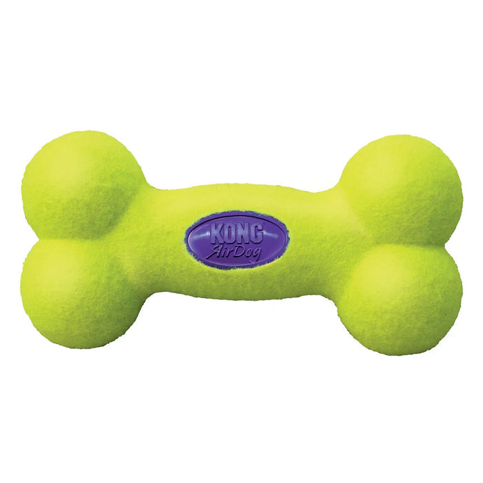 KONG AirDog squeaker bone in tennis-ball material, large, with rounded ends for a dog to carry