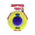 KONG AirDog squeaker saucer, a tennis-material flying disc with a soft rim, medium to large size
