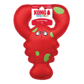 KONG Belly Flops lobster, a flat plush dog toy shaped as a lobster with claws and a segmented tail