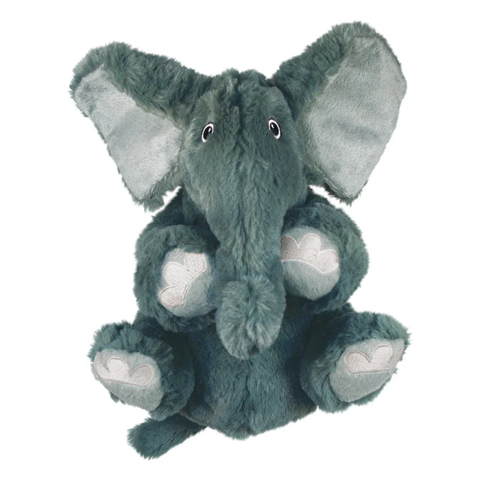 KONG Comfort Kiddos elephant, a small soft plush dog toy with a trunk, ears and a removable squeaker