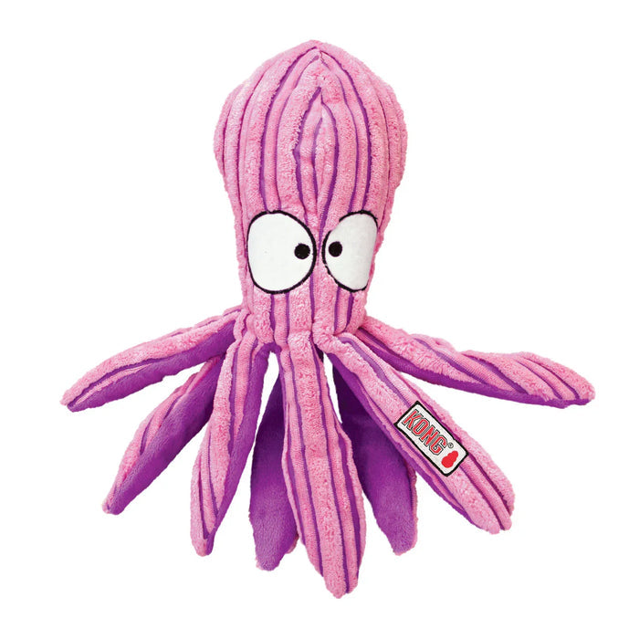 KONG CuteSeas octopus, a soft corduroy plush dog toy with trailing legs, small size