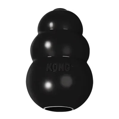 KONG Extreme black natural rubber chew toy in the classic three-tier snowman shape