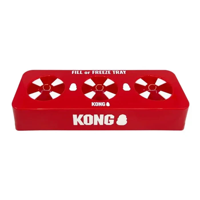 KONG Fill or Freeze tray with moulded recesses and silicone flaps for holding KONG toys upright