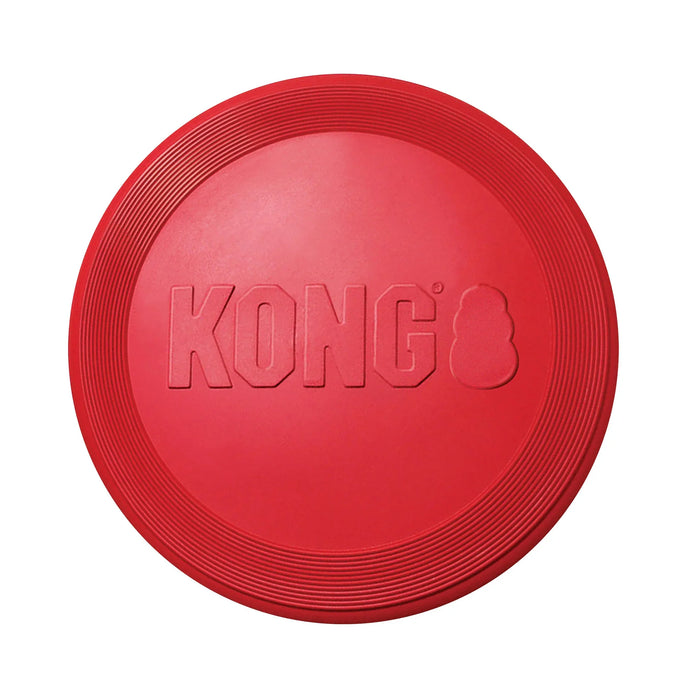 KONG Flyer small red rubber disc for dogs, shown from above