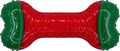 KONG CoreStrength bone dog chew in red and green festive colours, with raised textured lettering