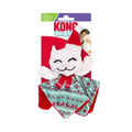 KONG Crackles cat toy shaped as a kitty in a Santa hat, with floppy limbs and a crackle-filled body