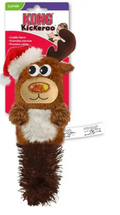 KONG Kickeroo long plush cat toy in a festive character design, sized for hind-paw kicking