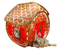 KONG Play Spaces collapsible fabric cat hideaway shown popped open, with peek-through openings