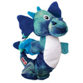 KONG Knots Dragon plush dog toy in blue and teal with a white belly, folded wings and a squeaker in the head