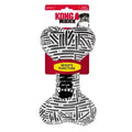 KONG Maxx Bone plush dog toy in a black and white maze pattern, shown on its KONG Maxx header card