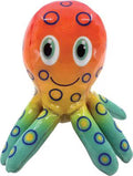 KONG Shieldz Tropics Octopus soft dog toy with an orange smiling head and eight spotted legs in green, blue and teal