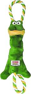 KONG Tugger Knots Frog, a long plush frog dog toy with a rope loop at each end