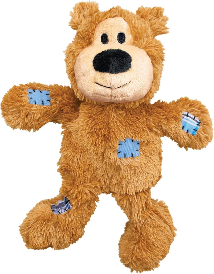 KONG Wild Knots Bear plush dog toy, shown front on, built around an internal knotted rope skeleton