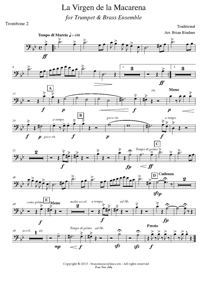 La Virgen de la Macarena - Trumpet and Brass Ensemble