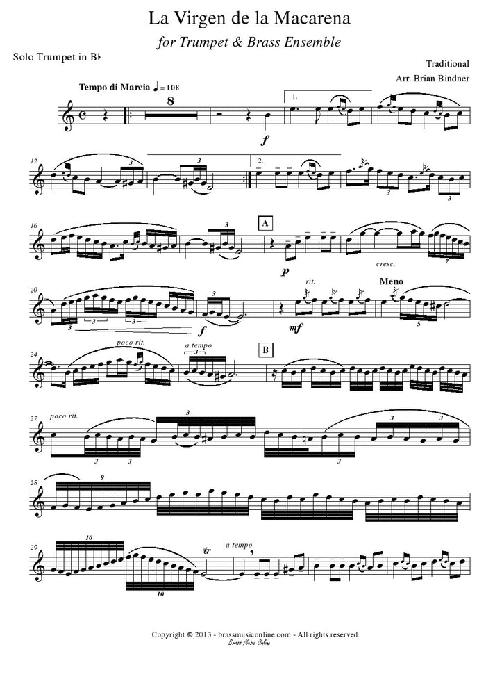 La Virgen de la Macarena - Trumpet and Brass Ensemble