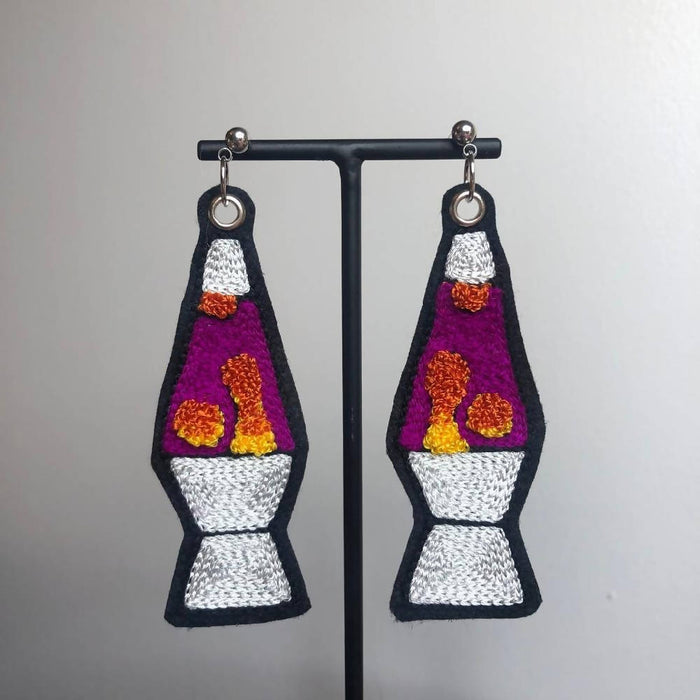 Lava Lamp Embroidered Earrings