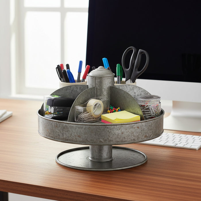 Lazy Susan Galvanized Organizer-Lange General Store