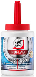 Leovet Hoof Lab Hoof Oil, 450ml bottle with an integrated brush applicator in the cap