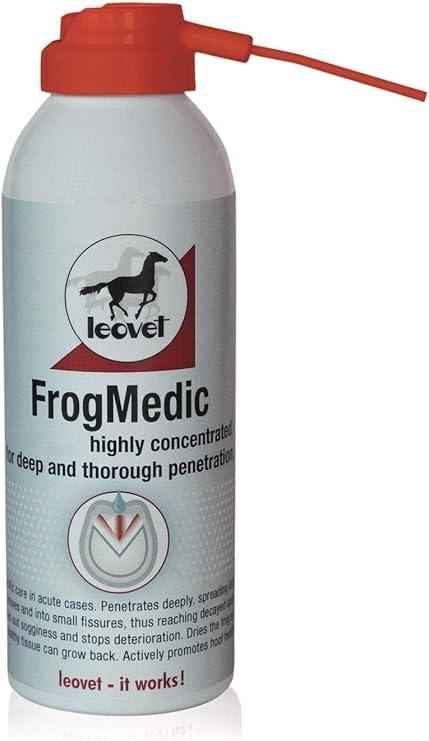 Leovet FrogMedic spray shown with its pack, a 200ml concentrated frog treatment